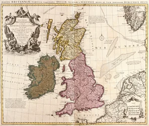 Mappa delle Isole Britanniche, Regni di Inghilterra, Scozia e Irlanda (incisione)