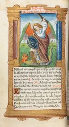 Libro delle Ore stampato (Uso di Roma): fol. 97v, San Michele Arcangelo
