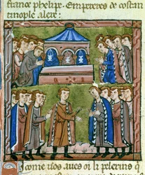 Goffredo di Buglione e i crociati in preghiera al Santo Sepolcro - Elezione di Goffredo di Buglione come ammesso al Santo Sepolcro, luglio 1099