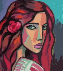 Ragazza con un fiore tra i capelli, 2008 (gouache su carta)