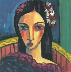 Ragazza con un fiore tra i capelli, 2012 (gouache su carta)