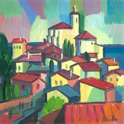 Tetti di Cadaqués, 2012 (gouache su carta)
