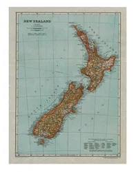 Mappa della Nuova Zelanda, c1910
