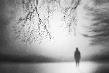 Una figura solitaria in inverno