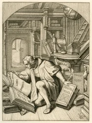 Lutero legge nella biblioteca universitaria di Erfurt. Ha trovato una Bibbia latina