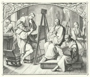 Martin Lutero posa per un dipinto di Lucas Cranach il Vecchio (incisione)