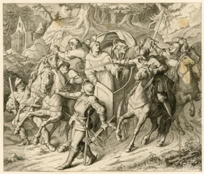 Il rapimento di Martin Lutero nel suo viaggio di ritorno - 1521 - da Hauptmann von Berlepsch e Burkhard Hund, a causa della bolla di scomunica del papa e della messa al bando dell