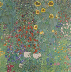 Giardino contadino con girasoli