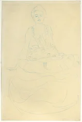 Nudo seduto a mezzo busto di fronte (1907)