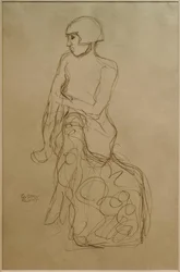 Mezzo nudo seduto verso sinistra