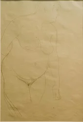 Nudo femminile corpulento in piedi, leggermente rivolto a destra (studio)