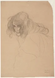 Studio della testa di una donna in profilo a tre quarti (Studio per Lussuria nel Fregio di Beethoven), c.1901-02