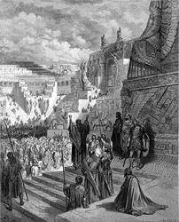 Artaserse concede la libertà agli ebrei, inciso da Ligny, c.1868