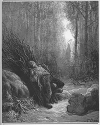 La morte e il boscaiolo - dalle „Favole“ di Jean de La Fontaine (Lafontaine) (1621-95) - incisione da Gustave Doré (1832-83) - Collezione privata