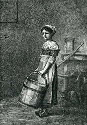 Cosette che porta un secchio, illustrazione da 