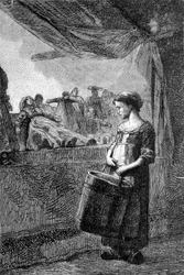 Cosette davanti alla bottega di giocattoli - in "I Miserabili" di Victor Hugo, ill. di Brion, ed. Hetzel e Lacroix