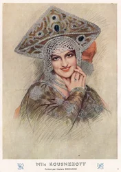 Ritratto di Maria Nikolaievna Kuznetsova (Maria Kuznetsova) (1880-1966), famosa cantante d
