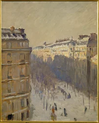 Neve sul Boulevard Haussmann, Parigi (olio su tela)
