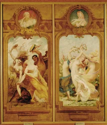 Il Foyer de la Danse presenta quattro dipinti murali di Boulanger che mostrano una Danse Bachique, una Bacchanalia e una danse champetre, una danza campestre ... (pittura murale)