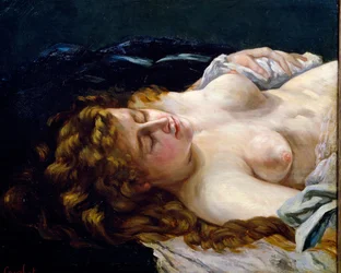 "Giovane rossa addormentata" Dipinto di Gustave Courbet (1819-1877)