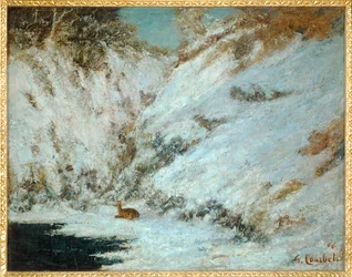 Paesaggio innevato nel Giura, con capriolo (dipinto su tela)