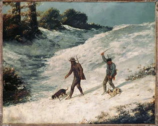 Bracconieri nella neve (dipinto su tela)