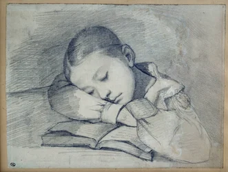 Ritratto di Juliette Courbet che dorme. Disegno a mina di piombo di Gustave Courbet (1819-1877). 1841. Dim. 0,20 x 0,26. Parigi, Museo d