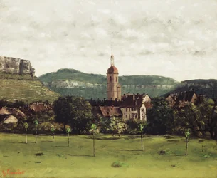 Veduta di Ornans e il suo Campanile