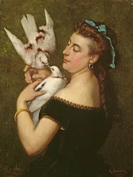Donna con piccioni