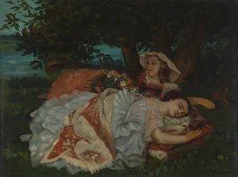 Giovani signore sulla riva della Senna, prima del 1857