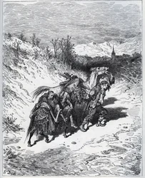 Un contadino riporta Don Chisciotte e Rossinante al villaggio - da "Don Chisciotte della Mancia" di Miguel Cervantes
