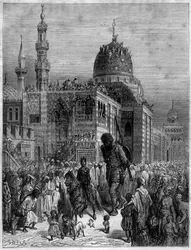 Tutta la gente corse a vedere il gigante smodato Illustrazione del poema 