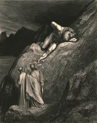 E lì, al punto della cresta divisa, giaceva disteso l