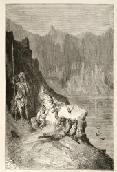 Balin Uccide Sir Lanceor, da Stories of the Days of King Arthur di Charles Henry Hanson, pub.1898