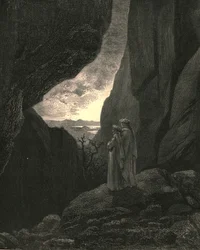 Per quella via nascosta entrammo, la mia guida e io, per tornare al bel mondo, 1890 circa.