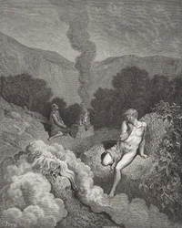Caino e Abele che offrono i loro sacrifici, illustrazione dalla 