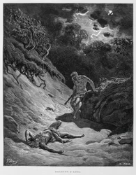 Caino uccide suo fratello Abele, illustrazione dalla Bibbia di Doré