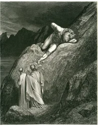 Dante e Virgilio incontrano il Minotauro. Incisione dall