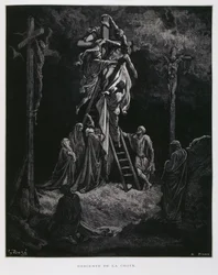 Discesa dalla croce, la deposizione di Cristo, Illustrazione dalla Bibbia di Doré