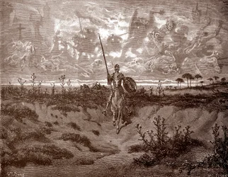 Don Chisciotte parte per le sue avventure Incisione di Gustave Doré per 