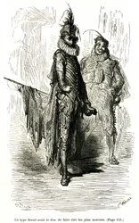Incisione di Gustave Doré che illustra il romanzo di Théophile Gautier "Il Capitano Fracassa"