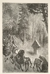 Scortando Ginevra da Cameliard, da Stories of the Days of King Arthur di Charles Henry Hanson, pub.1898