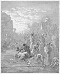 Mosè colpisce la roccia a Horeb