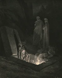 Lui, appena mi trovai ai piedi delle tombe, mi osservò per un po