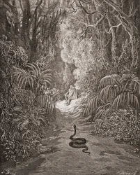 Illustrazione di Gustave Doré per Paradiso Perduto di John Milton Libro IX versi 434 e 435