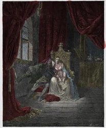 Inferno, Canto 5: Paolo e Francesca, illustrazione da "La Divina Commedia" di Dante Alighieri, 1885