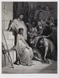 Insulti a Cristo durante il suo processo, Illustrazione dalla Bibbia di Doré