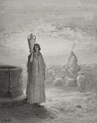 Giacobbe che custodisce il gregge di Labano, illustrazione da 