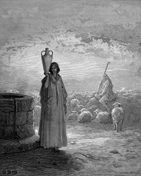 Giacobbe, che custodisce i greggi di Labano, vede Rachele al pozzo, 1866