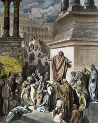 Giona esorta i Niniviti alla penitenza - illustrazione dalla 